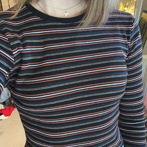 Retro Striped Cropped Sweater